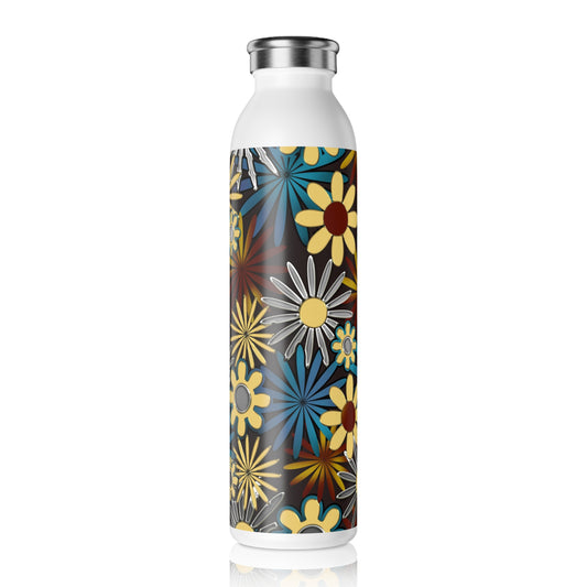 Dark Gray Daisies Slim Water Bottle, Eco-Friendly Drink Container, Reusable Water Bottle, Floral Design Hydration Bottle, Travel Mug, [...]