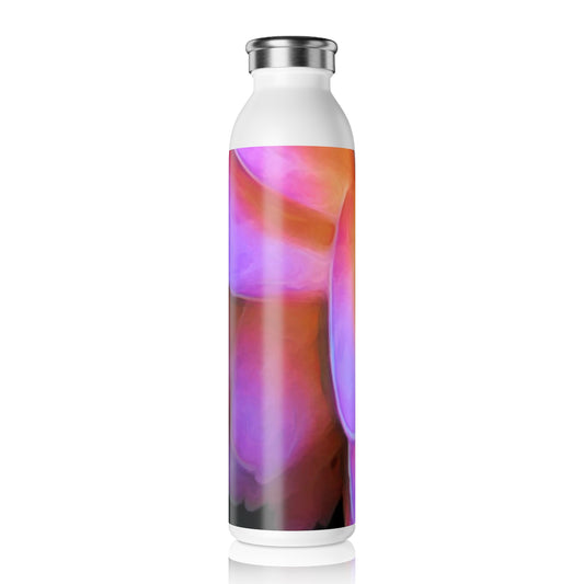 Large Pink Flower Drooping Floral Slim Water Bottle | Eco-Friendly Gift, Fitness Hydration, Travel Accessory, Daily Use, Nature Lover's Bottle