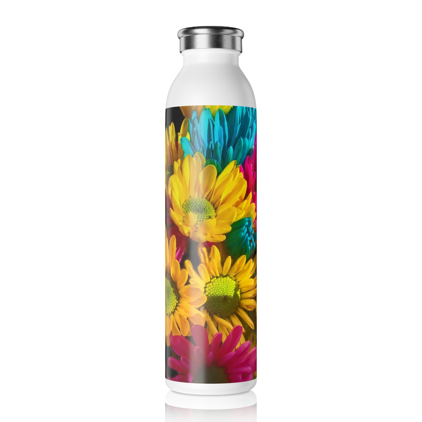Bright Daisy Bouquet Floral Slim Water Bottle, Eco-Friendly Hydration, Perfect for Gifts, Yoga, Sports, Mother's Day, Summer Adventures