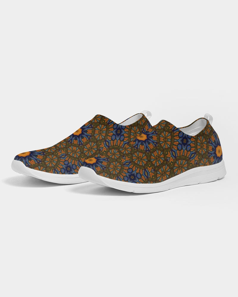 Blue and Yellow Sketch Kaleidoscope  Women's Slip-On Flyknit Shoe