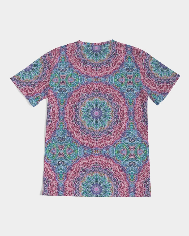 Blue Red Snowflake Kaleidoscope Men's All-Over Print Tee