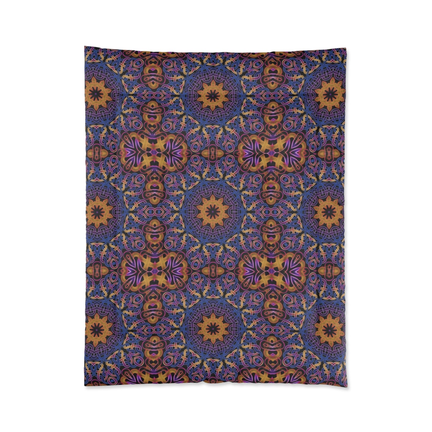 Bohemian Celtic Purple Kaleidoscope Comforter – Floral Mandala Bedspread