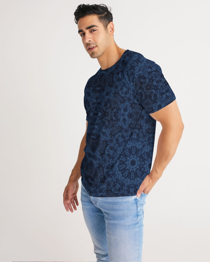 Blue Faux Velvet Kaleidoscope Men's All-Over Print Tee