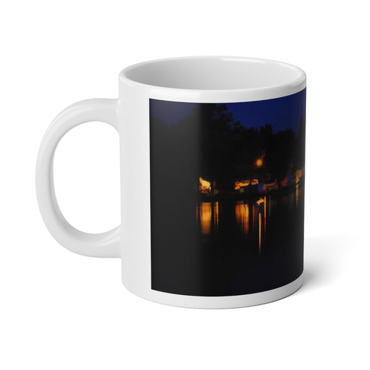 Campers Along a Lake Serene Night Landscape Jumbo Mug - Perfect for Coffee Lovers, Gift for Home, Relaxation, Cozy Evenings, Unique Decor