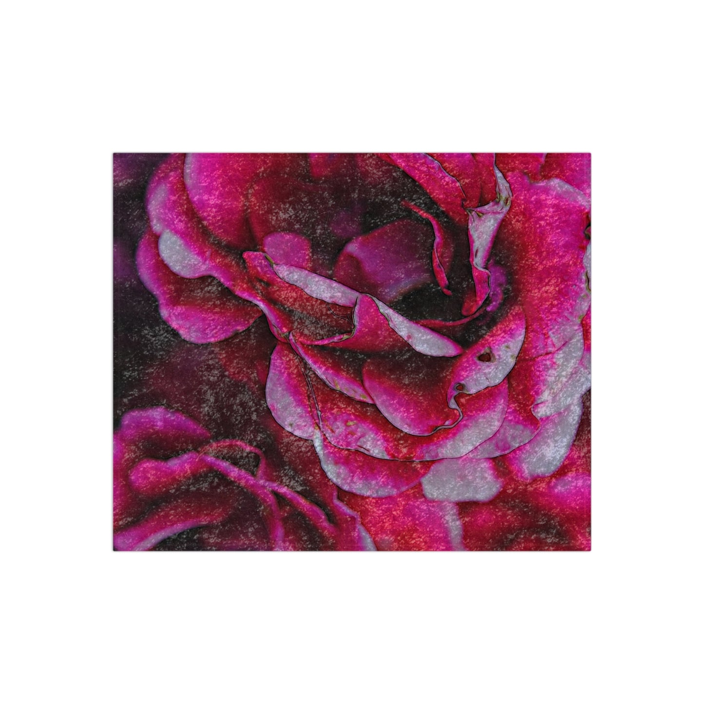 Dark Pink Flowers Crushed Velvet Blanket