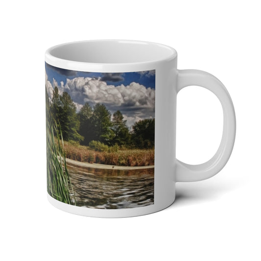 Reeds Along a Campground Lake Jumbo Mug for Coffee Lovers, 20oz Large Coffee Cup, Gift for Gardeners, Outdoor Decor, Eco-Friendly Drinkware