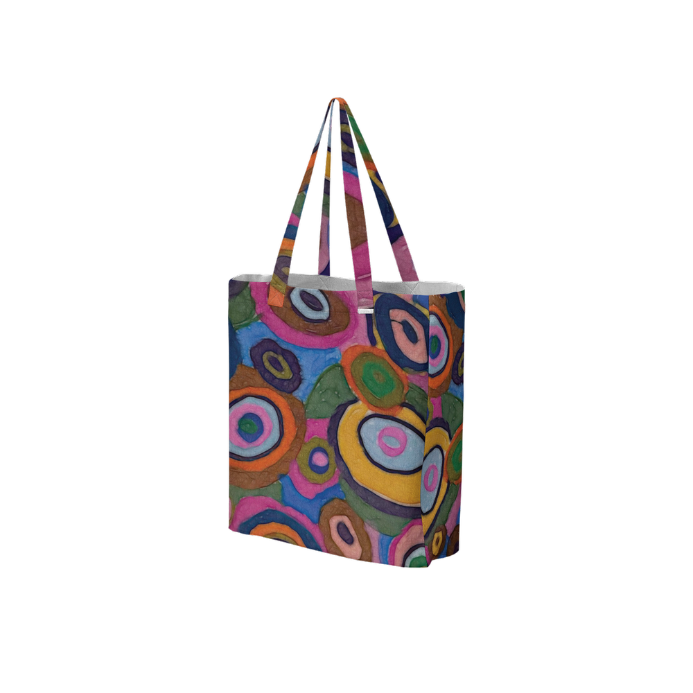 Warm Autumn Bubbles Large City Tote Bag Lined with Inside Pocket – Linen Like Fabric