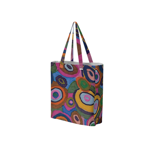 Warm Autumn Bubbles Large City Tote Bag Lined with Inside Pocket – Linen Like Fabric