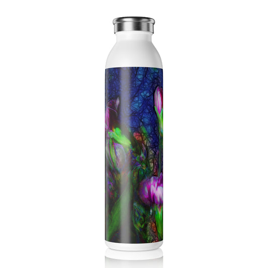 Abstract Pink Carnations Slim Water Bottle | Eco-Friendly Drinkware | Perfect for Gifts, Fitness, Yoga, Outdoor Adventures, Travel