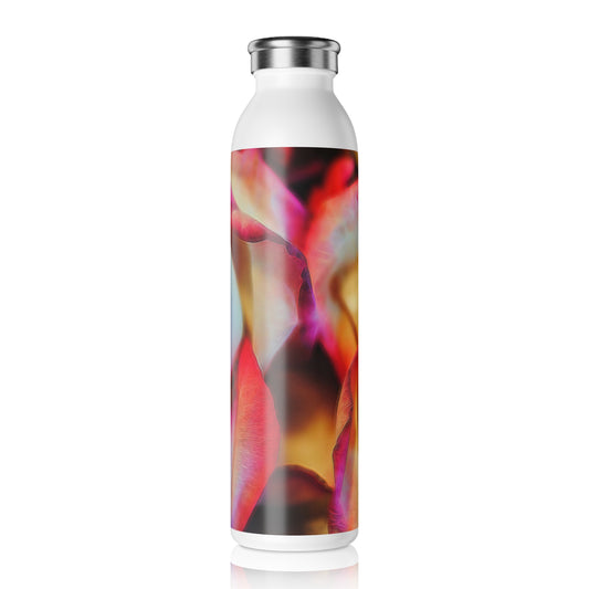 Pink and White Roses Unfolding Floral Slim Water Bottle - Eco-Friendly Hydration
