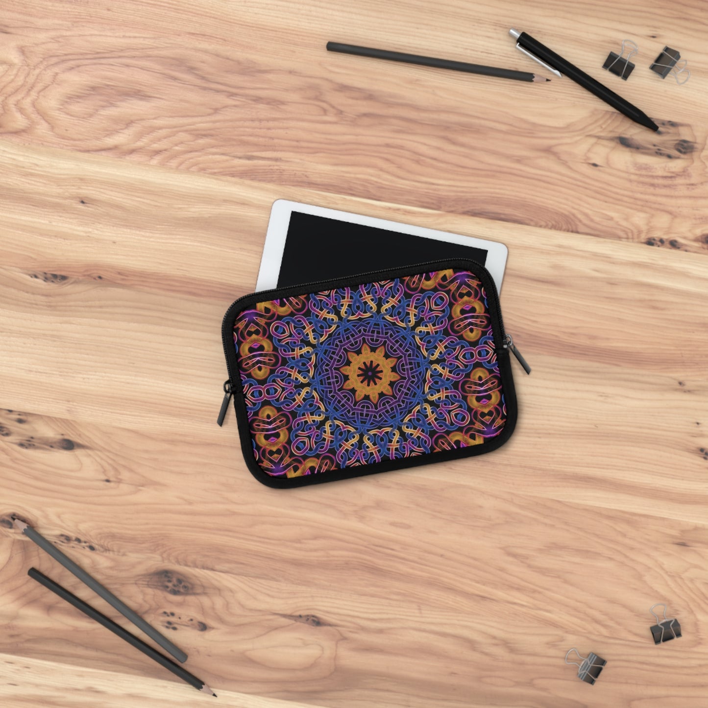 Blue Gold Celtic Kaleidoscope Laptop Sleeve