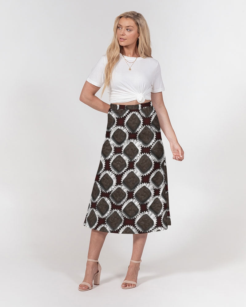 Box of Chocolates Women's All-Over Print A-Line Midi Skirt