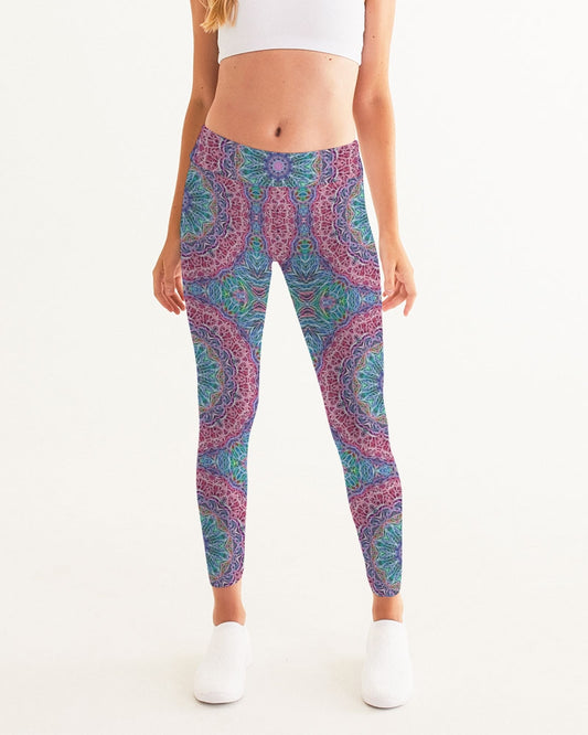 Blue Red Snowflake Kaleidoscope Women's All-Over Print Yoga Pants