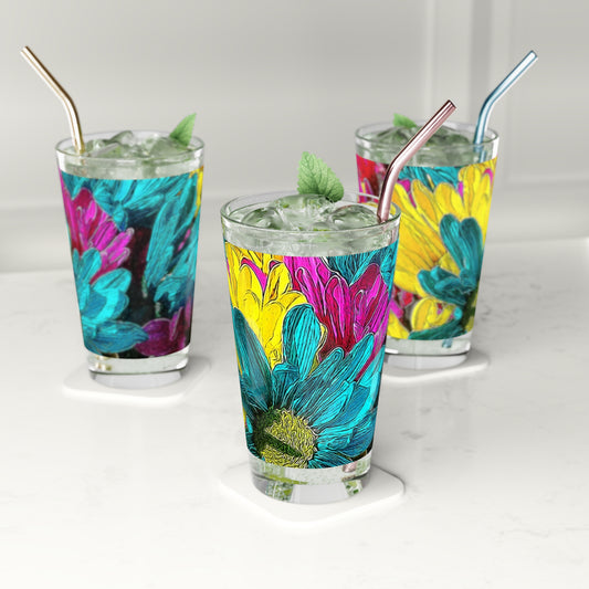 Colorful Daisies Pint Glass, 16oz