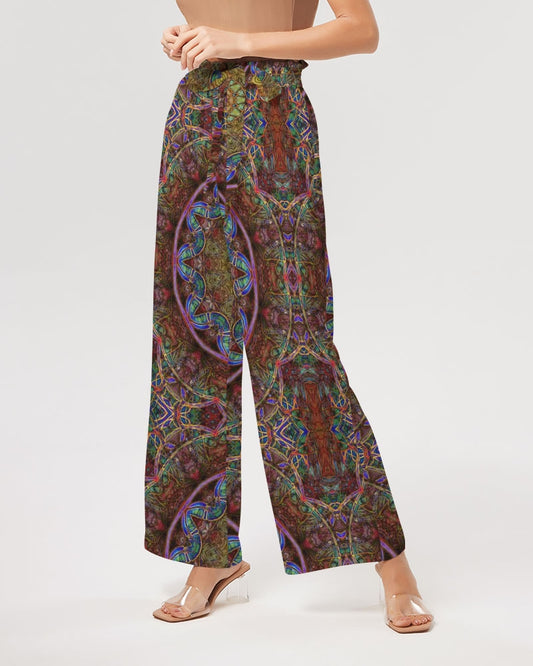 Blue Pink Windy Kaleidoscope Women's All-Over Print High-Rise Wide Leg Pants