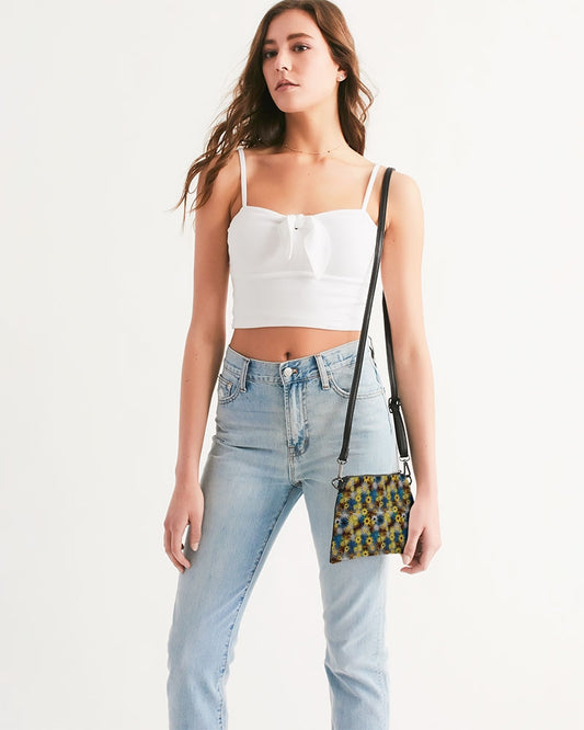 Blue and Yellow Glowing Daisies Wristlet