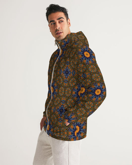 Blue and Yellow Sketch Kaleidoscope  Men's All-Over Print Windbreaker
