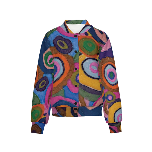 Warm Autumn Bubbles Women's Double Layered Bomber Sports Jacket-Techno Scuba Knit