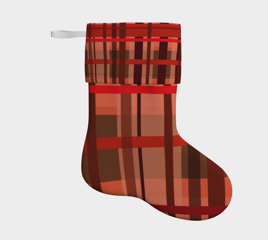 Orange Plaid Christmas Stocking