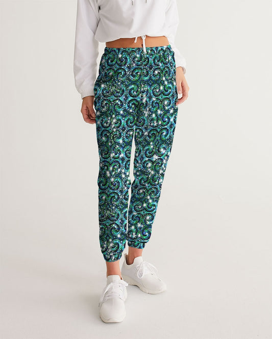 Blue Ice Sparkle Swirl Women's All-Over Print Track Pants