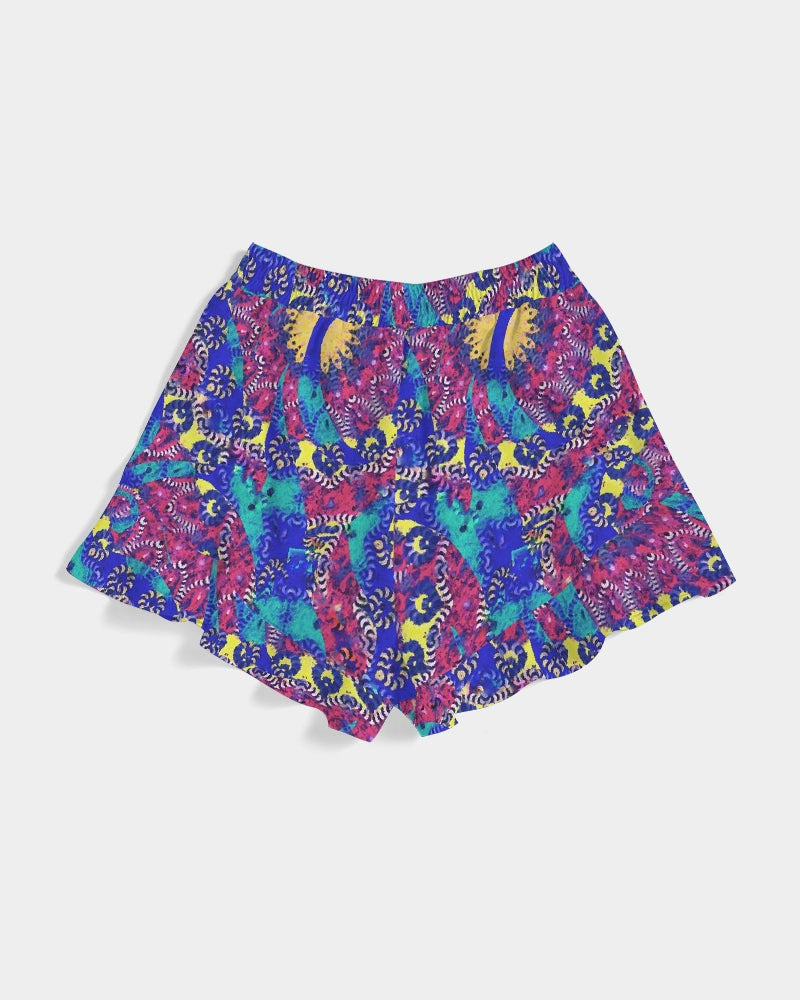 Caribbean Grafitti Women's All-Over Print Ruffle Shorts