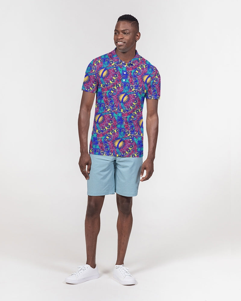 Caribbean Grafitti Men's All-Over Print Slim Fit Short Sleeve Polo