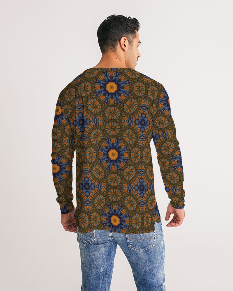 Blue and Yellow Sketch Kaleidoscope  Men's All-Over Print Long Sleeve Tee