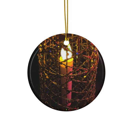 Star Ceramic Ornament with Candle Photo — Holiday Christmas Tree Decoration