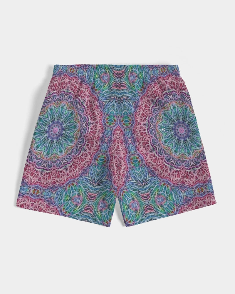 Blue Red Snowflake Kaleidoscope Men's All-Over Print Swim Trunk