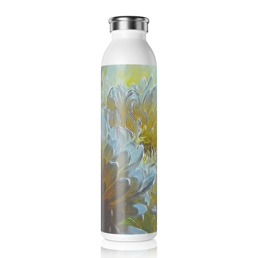 Chrysanthemums in The Light Slim Water Bottle | Eco-Friendly Drinkware, Stylish Hydration, Gift for Nature Lovers, Motivational Water Bottle, Summer Essentials