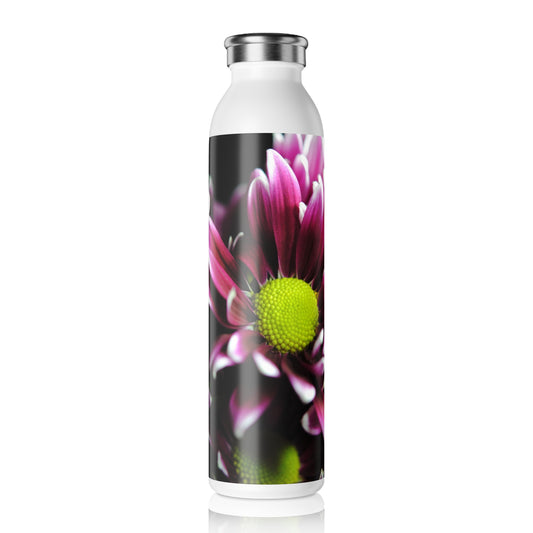 Maroon Mums Close Up Slim Water Bottle - Eco-Friendly, Hydration Gift, Summer Picnic, Outdoor Adventure, Yoga Accessory, Stylish Hydration