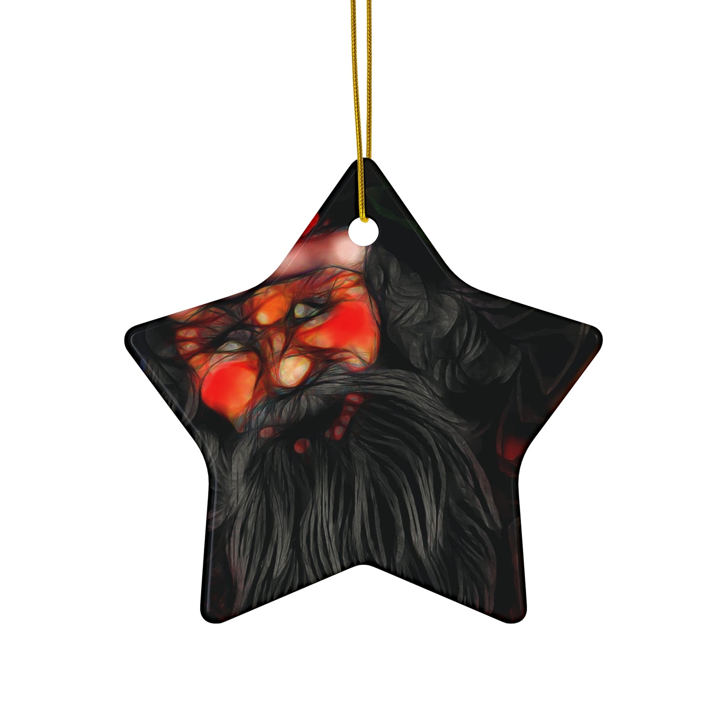 Star-Shaped Ceramic Ornament – Santa Holiday Decoration