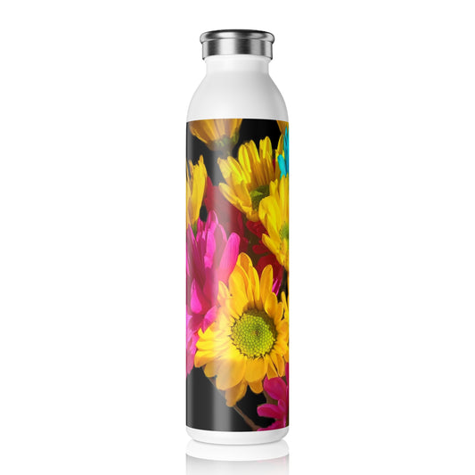 Bright Daisy Bouquet Floral Slim Water Bottle, Eco-Friendly Hydration, Perfect for Gifts, Yoga, Sports, Mother's Day, Summer Adventures