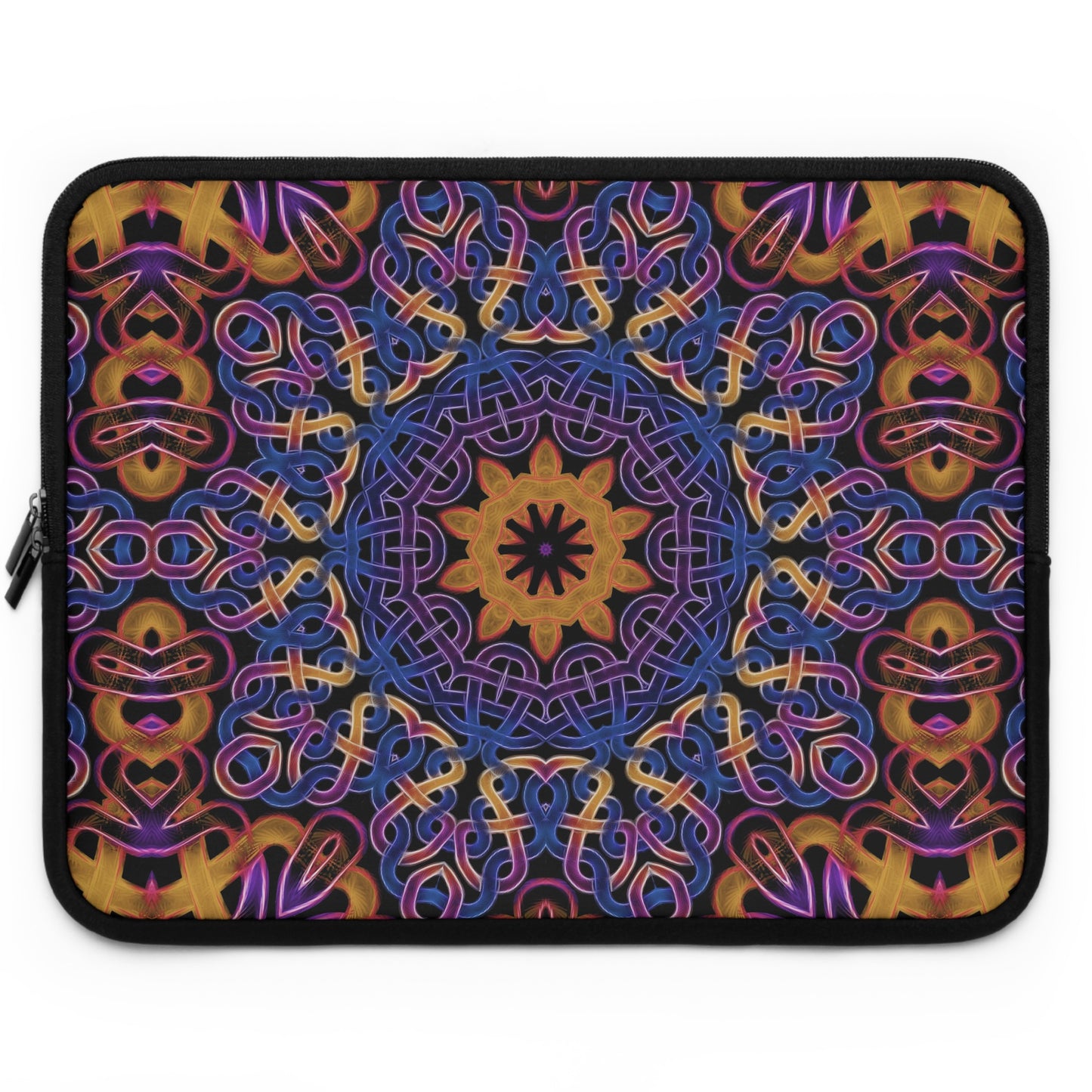 Blue Gold Celtic Kaleidoscope Laptop Sleeve