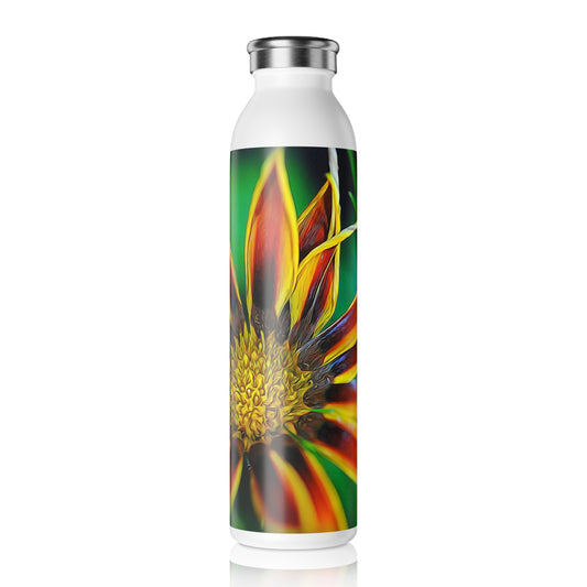 Orange and Yellow Flower Slim Water Bottle | Eco-Friendly Water Bottle, Hydration Bottle, Summer Accessory, Gift for Outdoors Enthusiasts