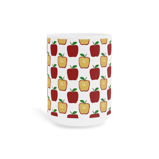 Apple Polkadots Ceramic Mugs | Fun Fruit Coffee Cups, Gift for Teachers, Kitchen Decor, Colorful Drinkware, Fall Autumn Coffee Mug