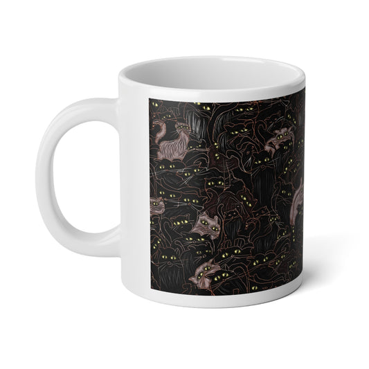 Whimsical Cat Jumbo Mug - 20oz, Perfect for Cat Lovers, Halloween Decor, Unique Gift, Cozy Beverage Companion
