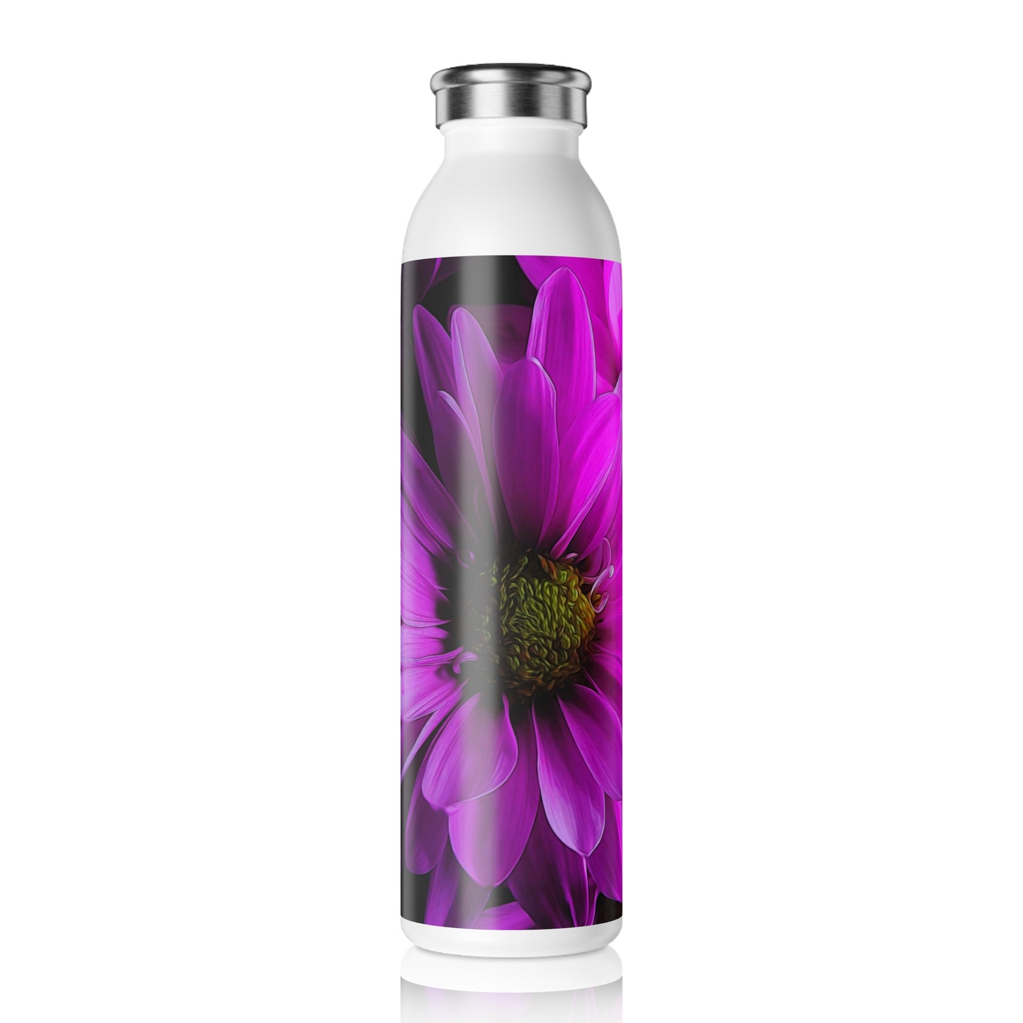 Slim Water Bottle — Pink Daisy Floral Stainless Steel Bottle