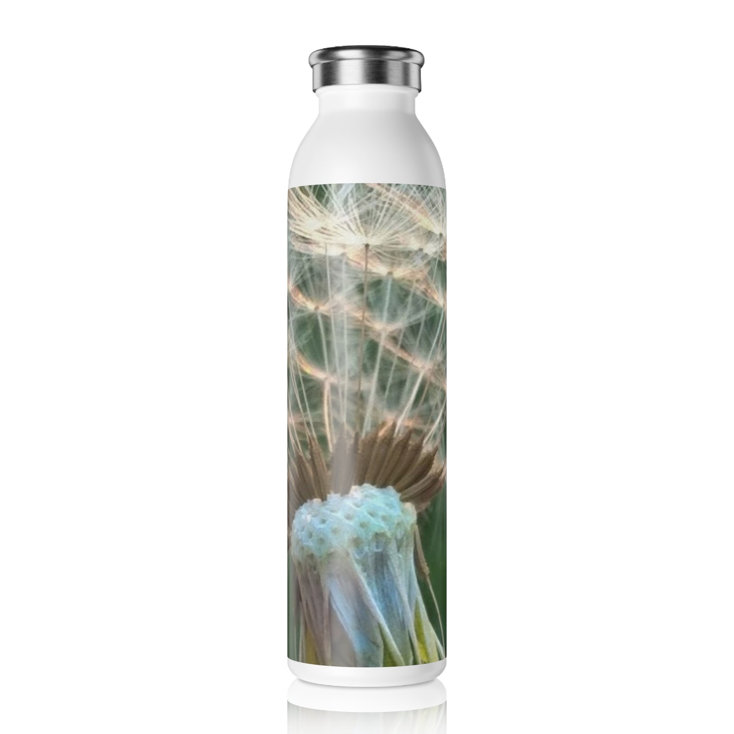 Dandelion Wish Slim Water Bottle, Eco-Friendly Hydration, Outdoor Adventure Flask, Gift for Nature Lovers, Sustainable Travel Bottle