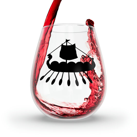 Viking Ship Stemless Wine Glass, 11.75oz