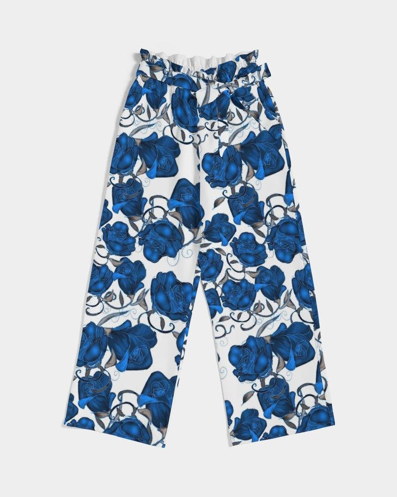 Blue Roses Women's All-Over Print High-Rise Wide Leg Pants