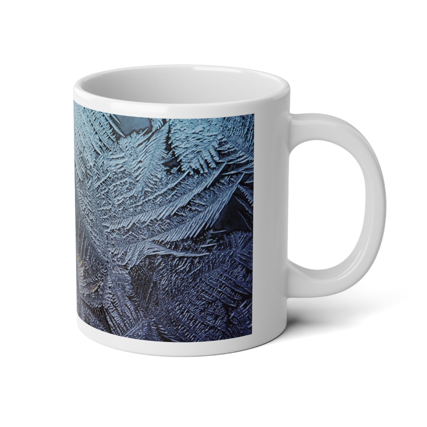 Frosted Blue 20oz Jumbo Mug — Winter Ice Crystal Ceramic Coffee Cup
