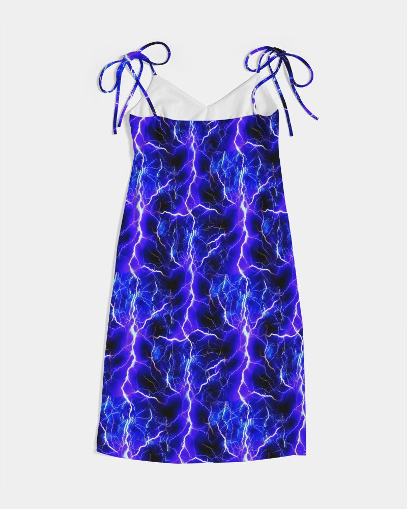 Blue Lightning Women's All-Over Print Tie Strap Split Dress