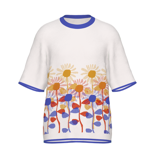 Sunflowers Crewneck Shortsleeve Sweater