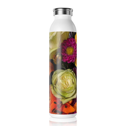 November Flowers 7 Slim Water Bottle | Eco-Friendly Hydration, Gift for Her, Summer Accessory, Outdoor Adventure, Wedding Favors