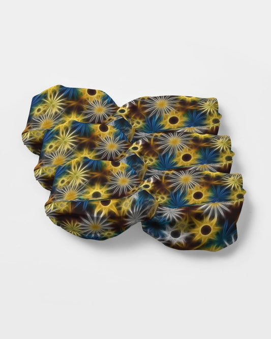 Blue and Yellow Glowing Daisies Twist Knot Headband Set
