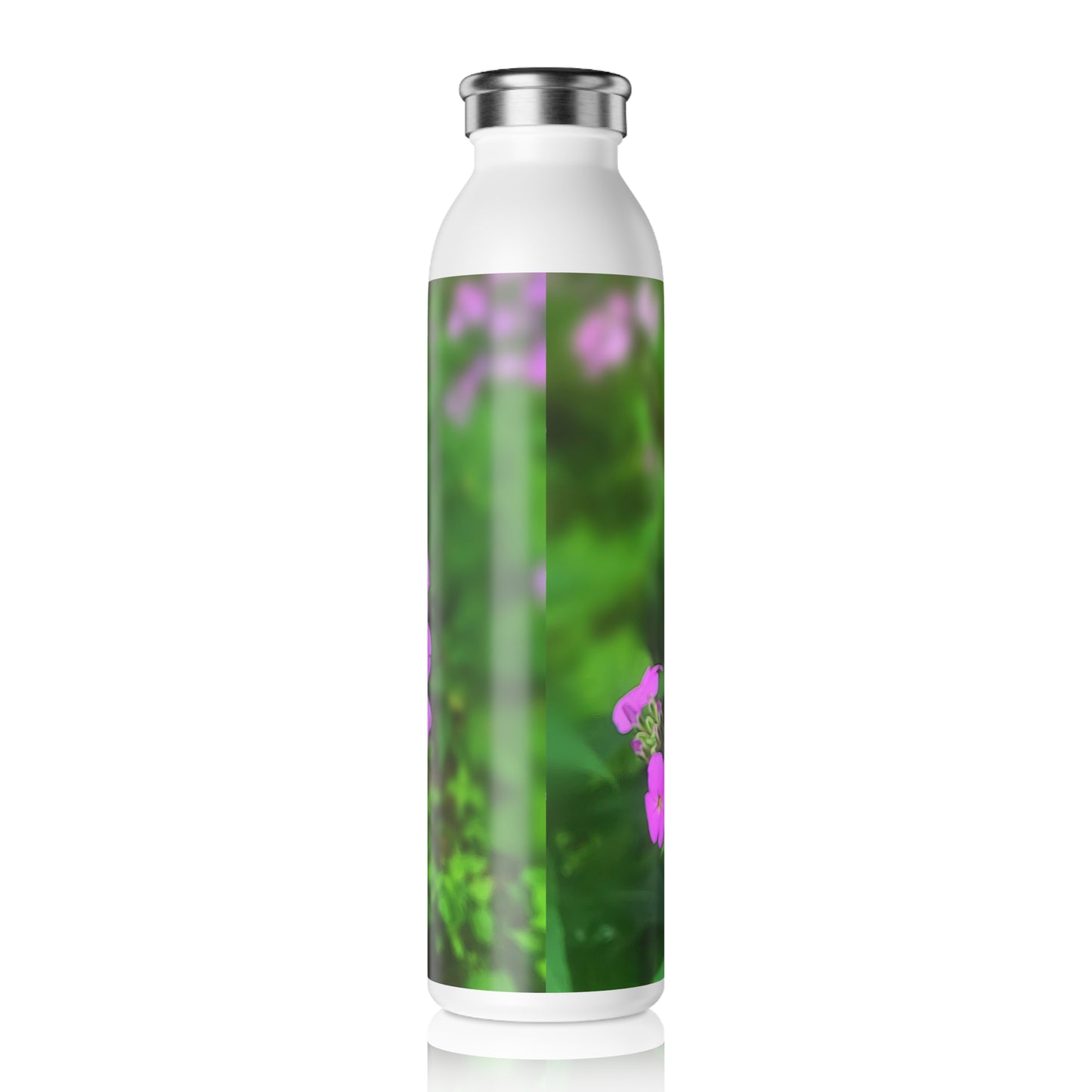 Slim Water Bottle — Pink Wildflowers Stainless Steel Bottle (Slim)