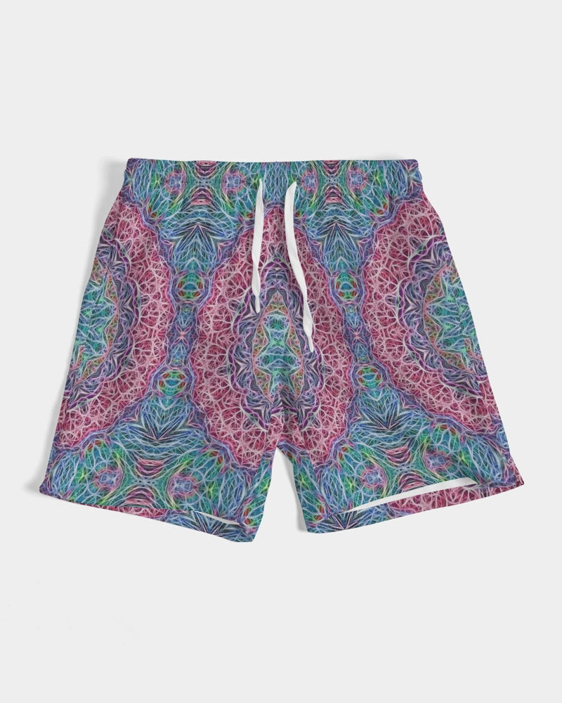 Blue Red Snowflake Kaleidoscope Men's All-Over Print Swim Trunk