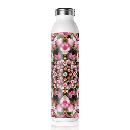 Floral Kaleidoscope Slim Water Bottle — Pink Tea Rose