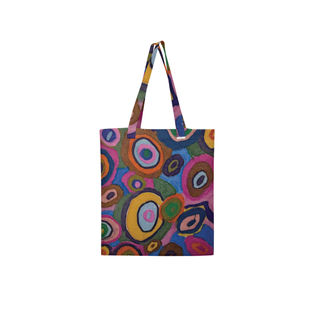 Warm Autumn Bubbles Large City Tote Bag Lined with Inside Pocket – Linen Like Fabric